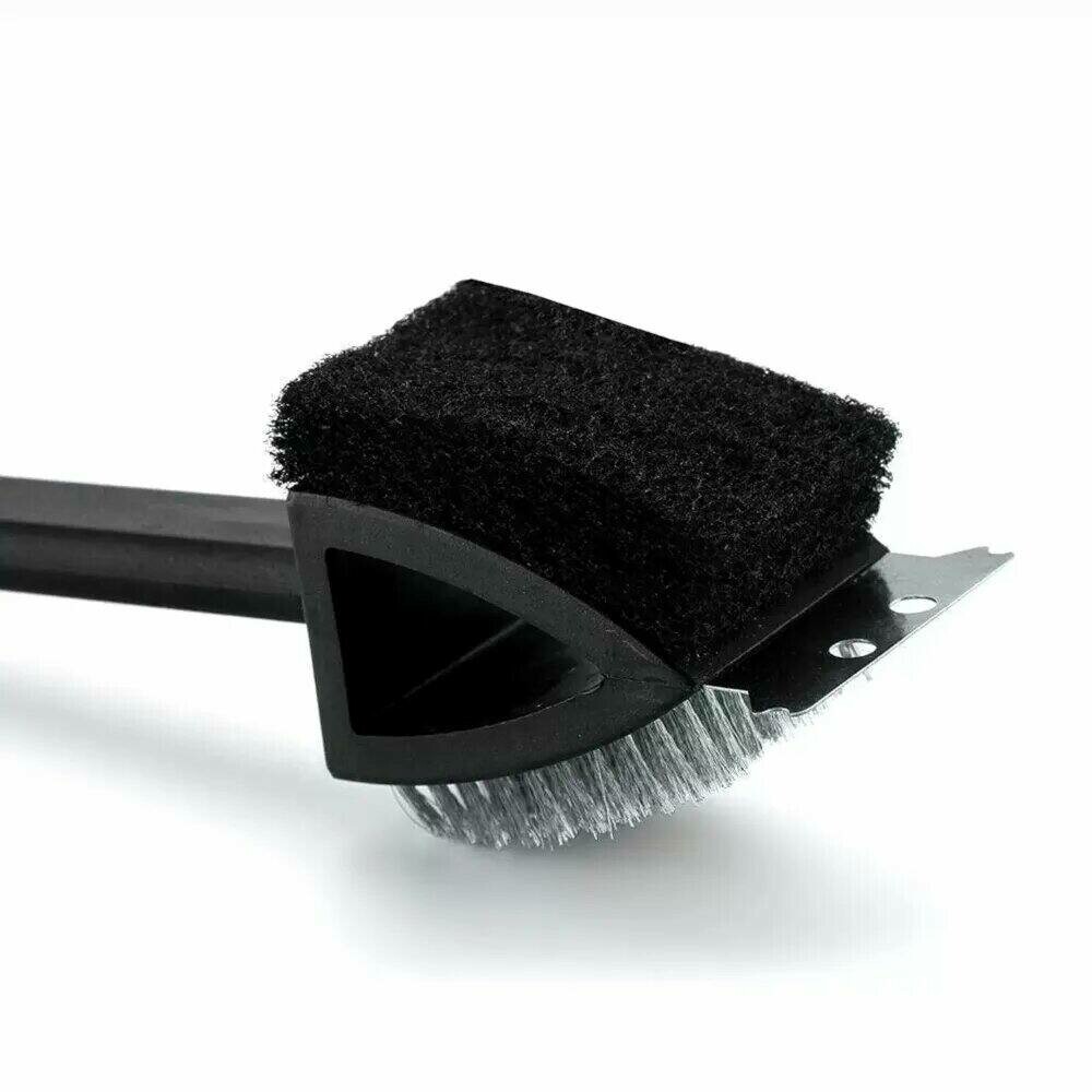 Escova De Aço C/ Esponja Limpa Grelha 3x1