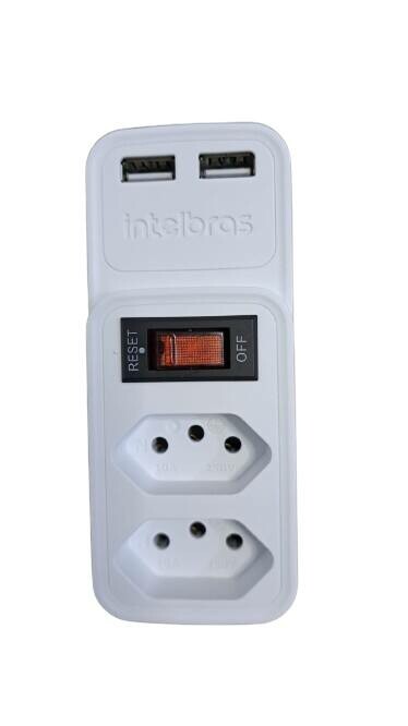 ADAPTADOR ELETRONICO BRANCO C/2 TOMADAS + 2 USB EAC202 INTELBRAS