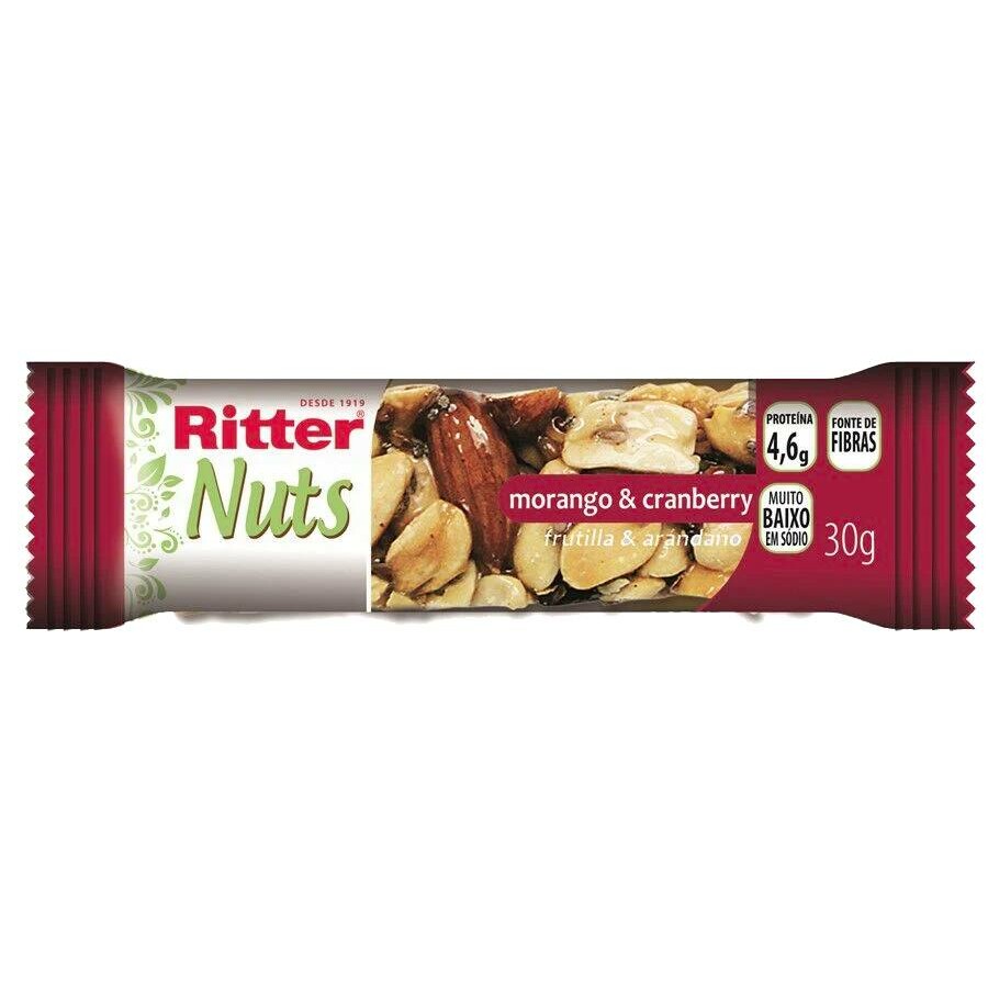 BARRA NUTS 12X30G MORANGO E CRANBERRY RITTER
