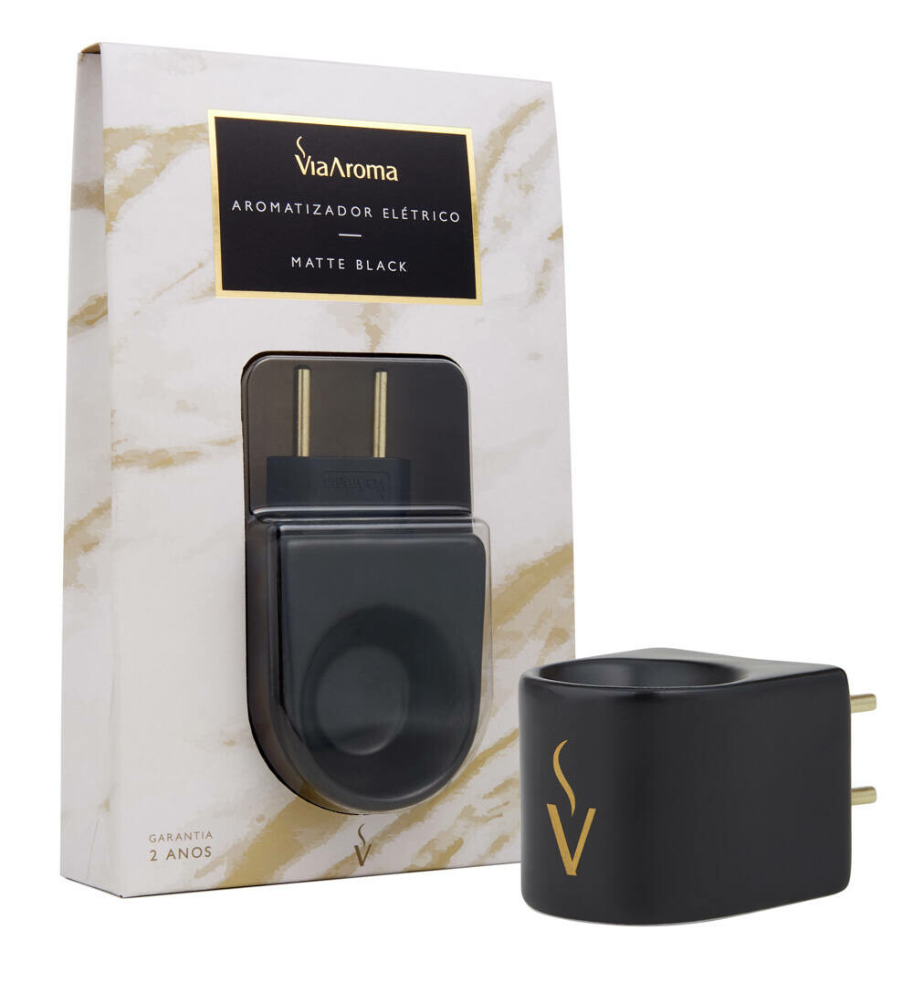 Difusor Elétrico de Porcelana Preto Fosco Via Aroma