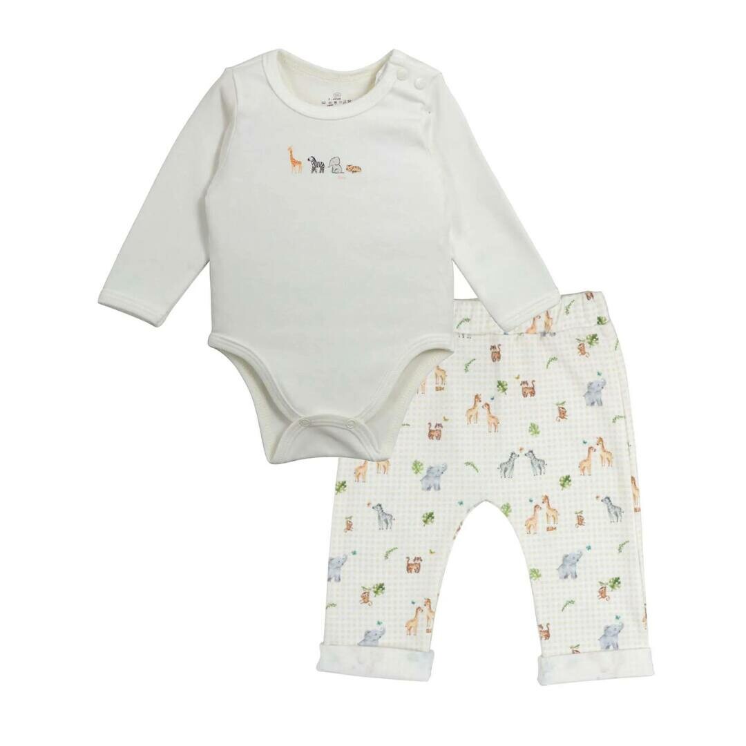 Conjunto Bebê Calça Saruel Com Body Manga Longa