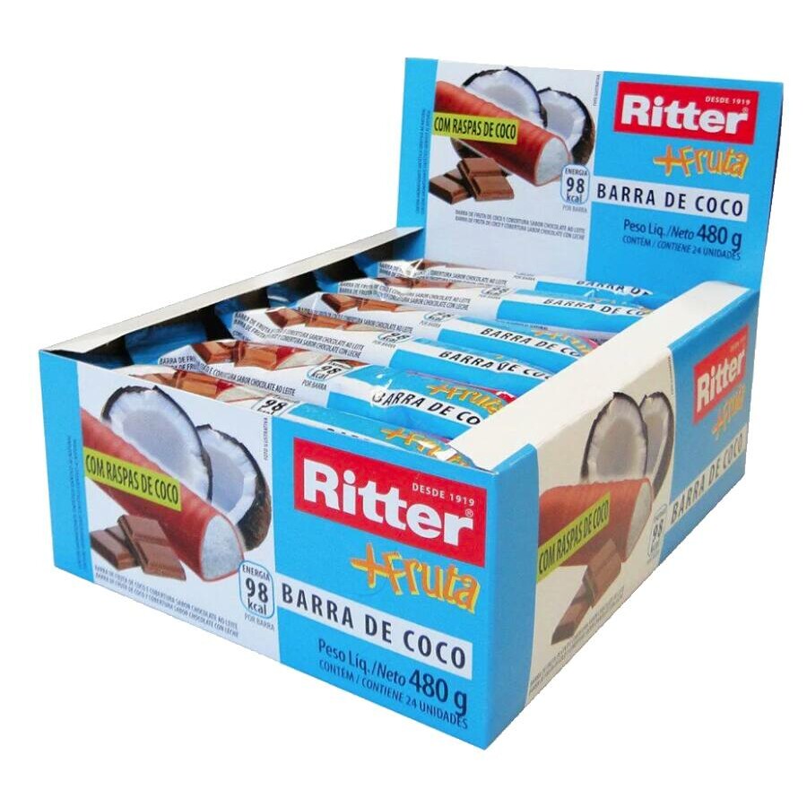 BARRA FRUTA 24X20G COCO C/ CHOCOLATE RITTER