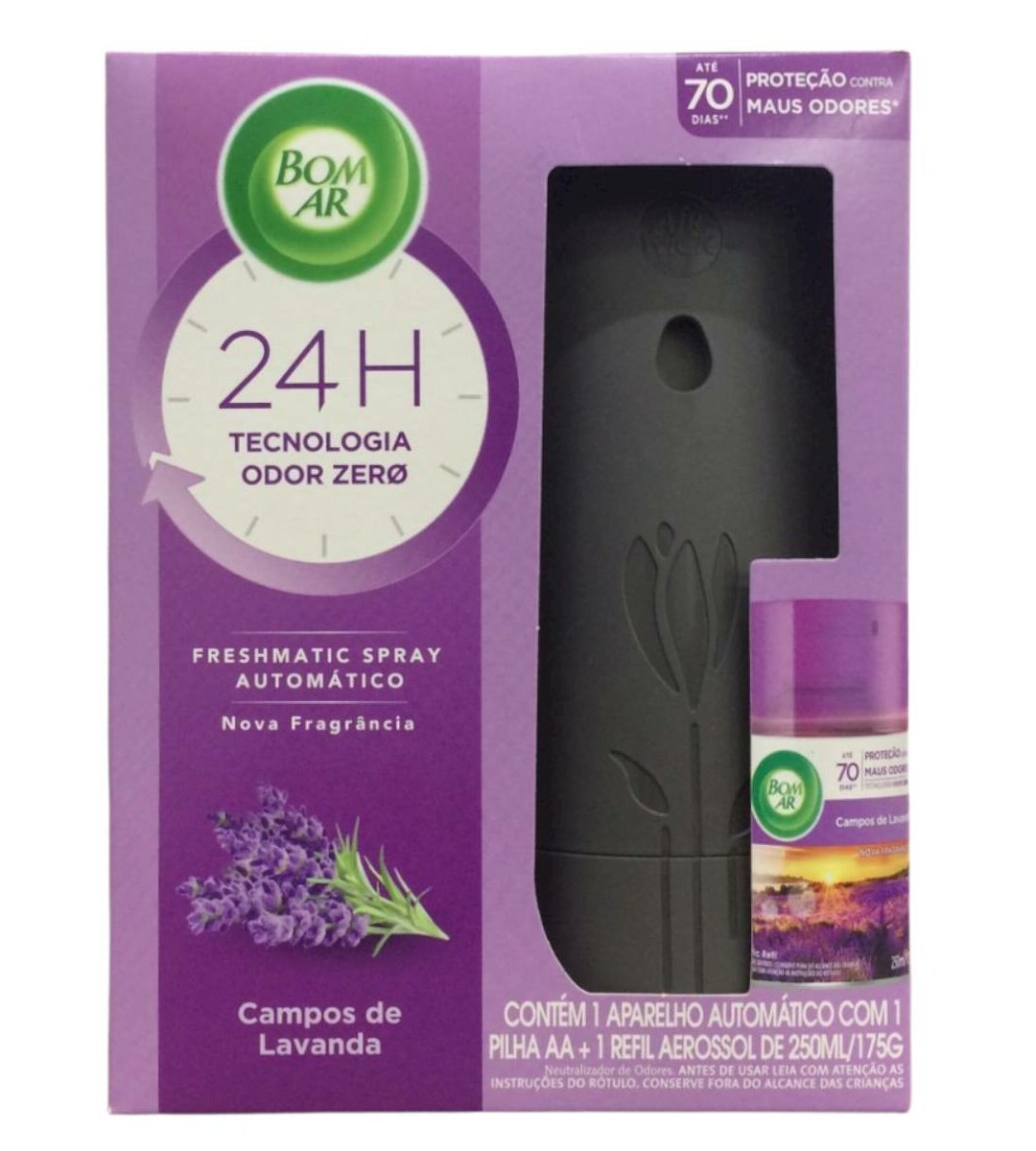 Spray Automático + Refil 250ml Campos de Lavanda Bom Ar