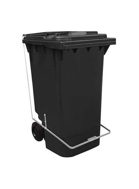 Lixeira com Roda e com Pedal 240L Bralimpia Preta