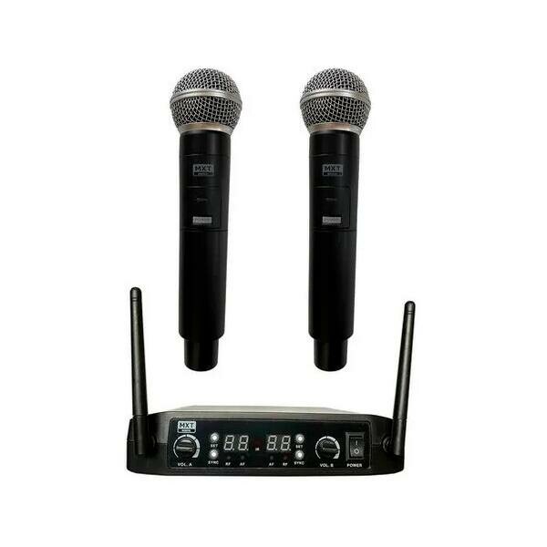 MICROFONE DUPLO DE MAO SEM FIO UHF-