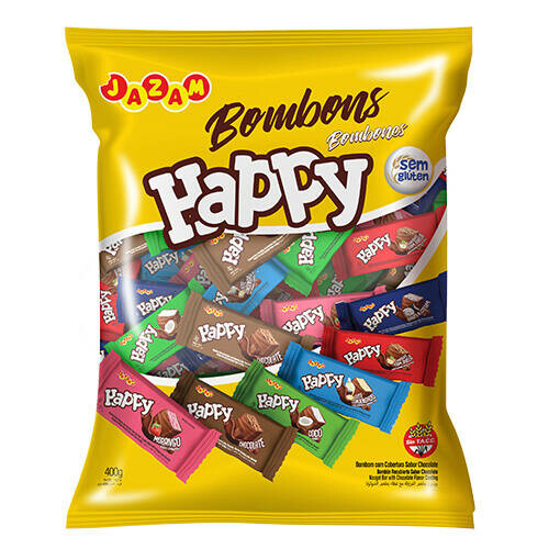 BOMBOM HAPPY 400G (50X8G) MISTO PACOTE JAZAM