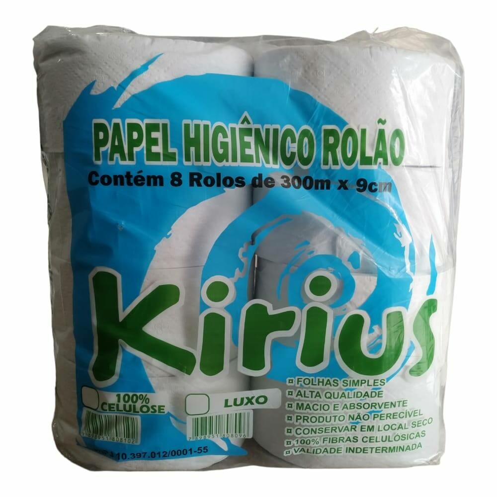 Papel Higiênico Rolão Luxo 300m x 9cm c/8 rolos