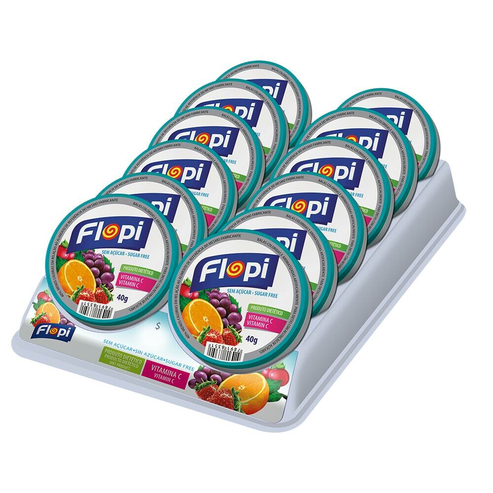 BALA FLOPI S/ ACUCAR FRUIT MIX 480G (12X40G)
