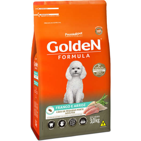 3KG RACAO GOLDEN FORMULA CAES ADULTOS MINI BITS SABOR FRANGO E ARROZ