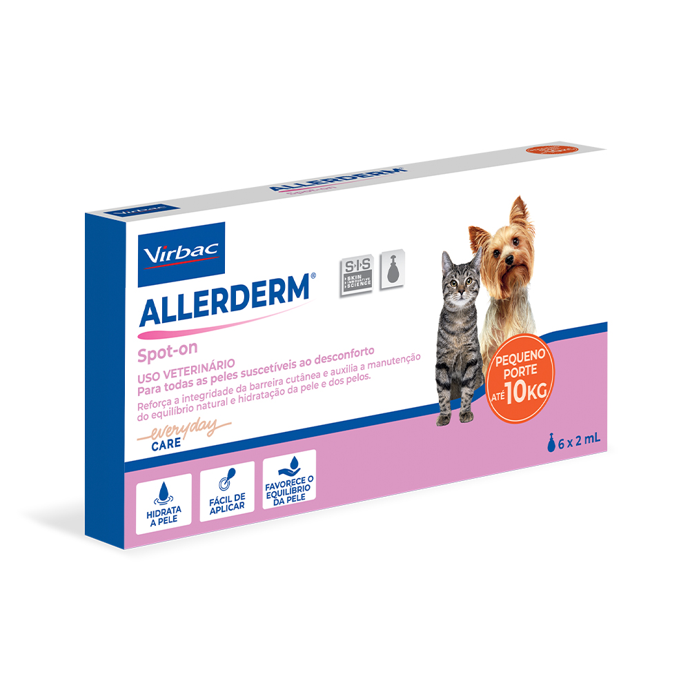 ALLERDERM SPOT ON SIS 2ML PARA CAES E GATOS ATE 10KG - 6 PIPETAS
