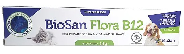 BIOSAN FLORA B12 PROBIOTICO E PREBIOTICO PARA CAES E GATOS 14G