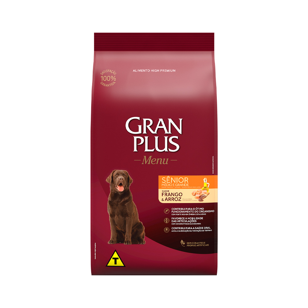 15KG RACAO GRANPLUS MENU CAES FRANGO E ARROZ ADULTOS SENIOR