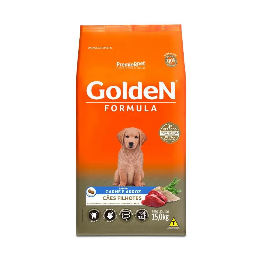 15KG RACAO GOLDEN FORMULA CAES FILHOTES SABOR CARNE E ARROZ